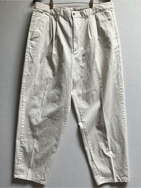 Vintage Bugle Boy High-Waist Pleated Trousers Cream 38" Waist 90s